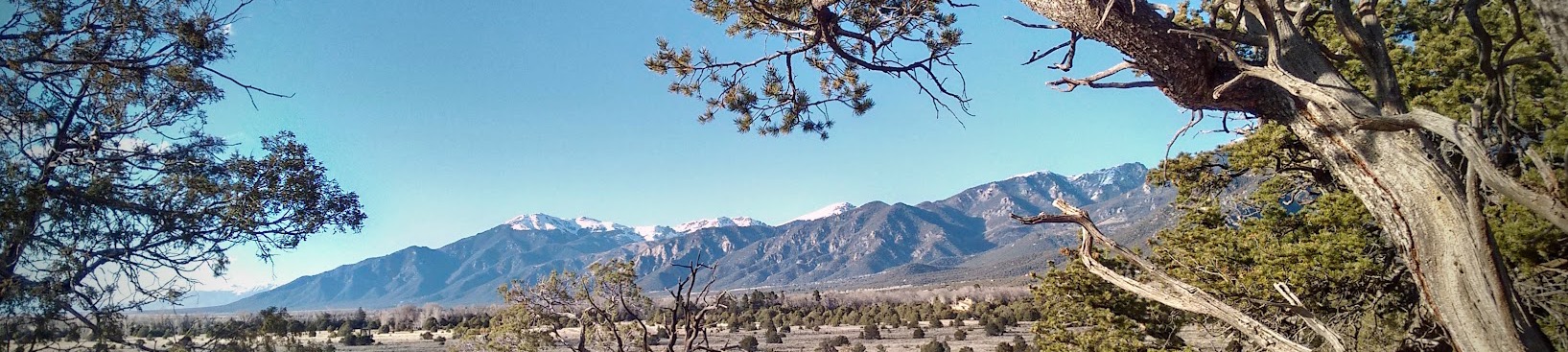 The Sangre de Christo Mountains from Crestone, Colorado. Crestone mountain landscape
